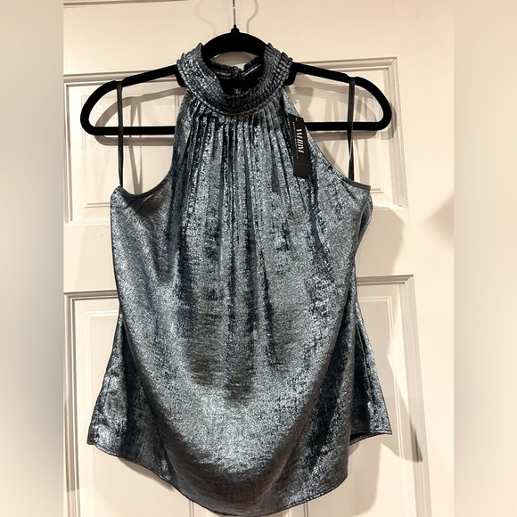 WHBM Halter Pleated Shell Top - Picture 2 of 5